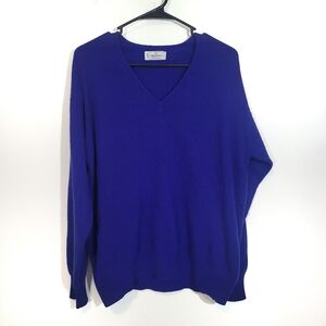 Valentino boutique 100% Cashmere vintage blue v neck sweater S